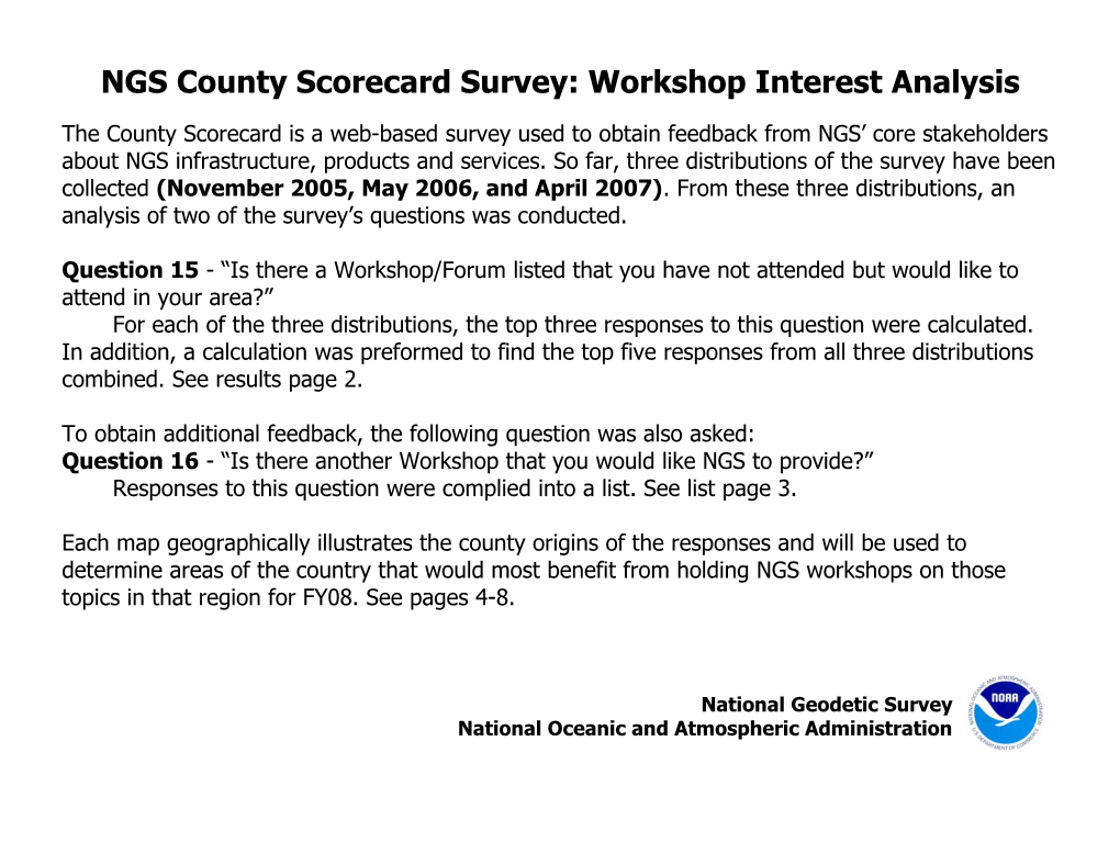 NGS County Scorecard Survey: Workshop Interest Analysis