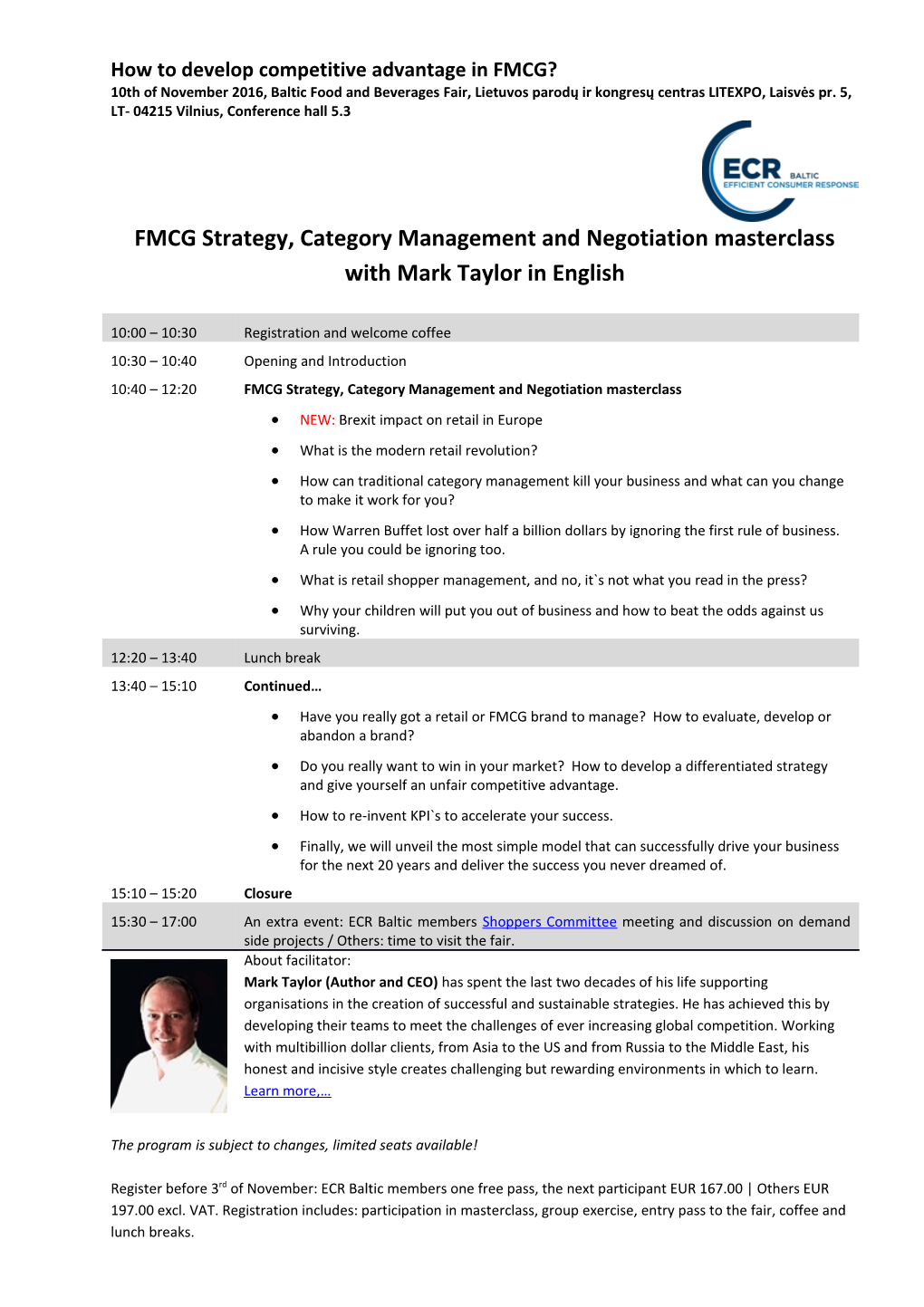 FMCG Strategy, Category Management and Negotiation Masterclass with Mark Taylor in English