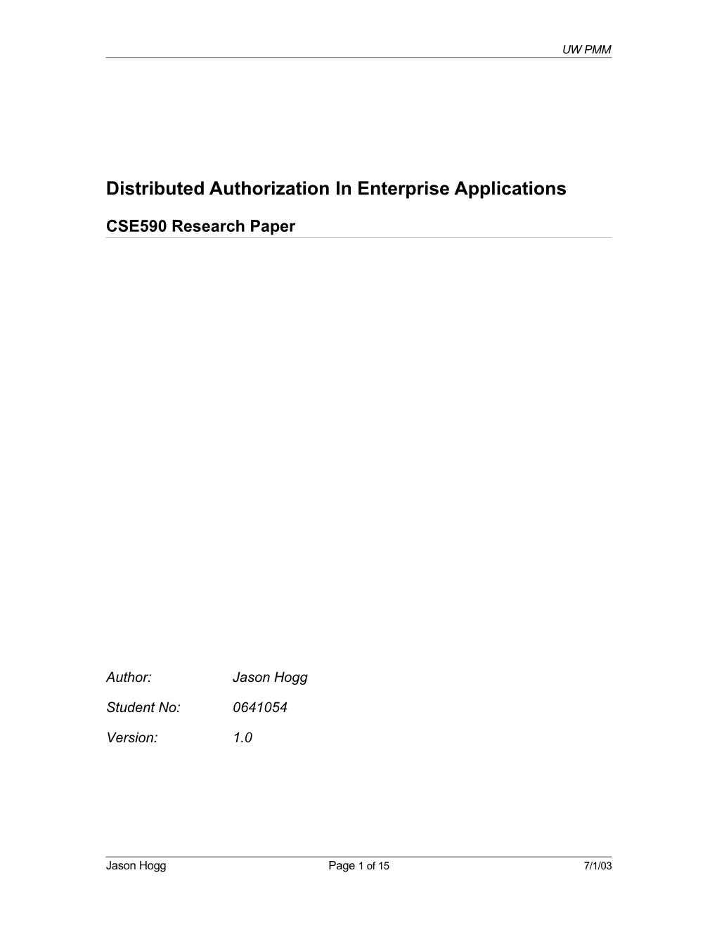 Distributed Authorization in Enterpriseapplications