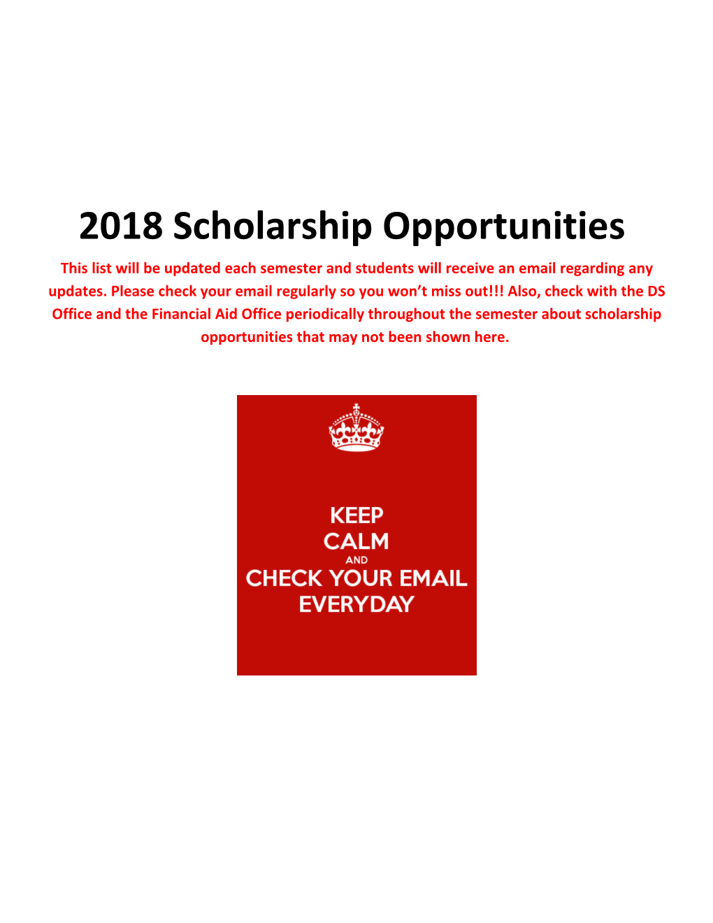 2018 Scholarship Opportunities