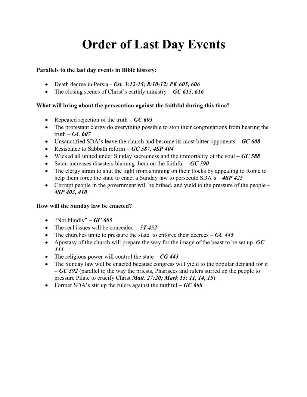 Order of Last Day Events