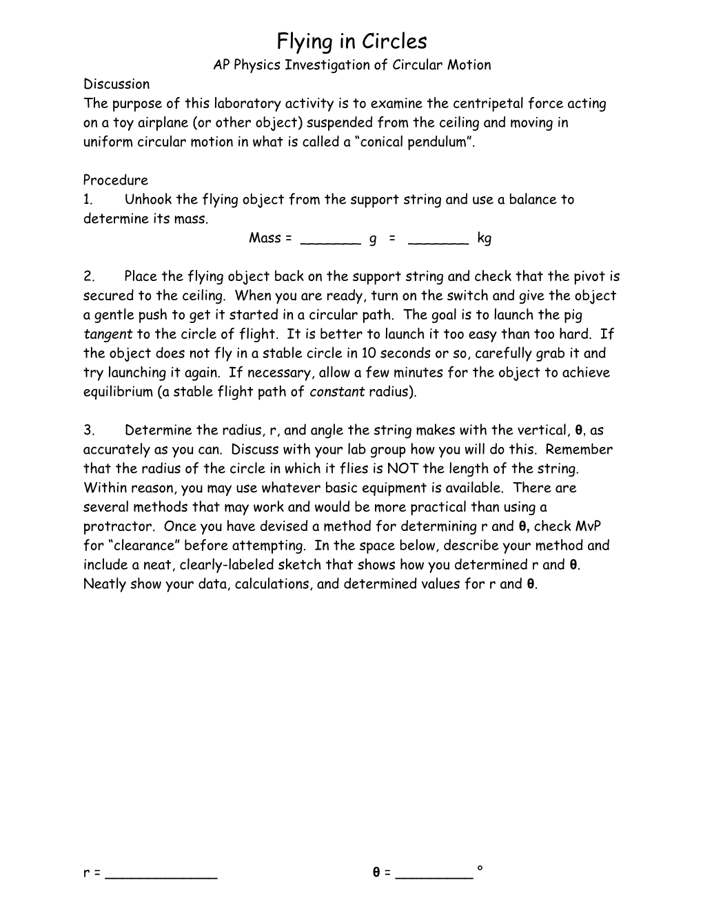 AP Physics Investigation of Circular Motion