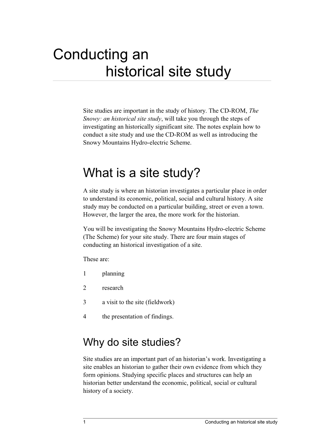 Historical Site Studies