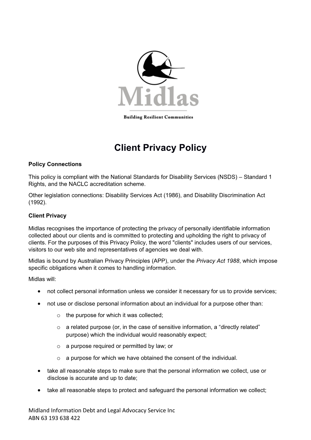 Client Privacy Policy