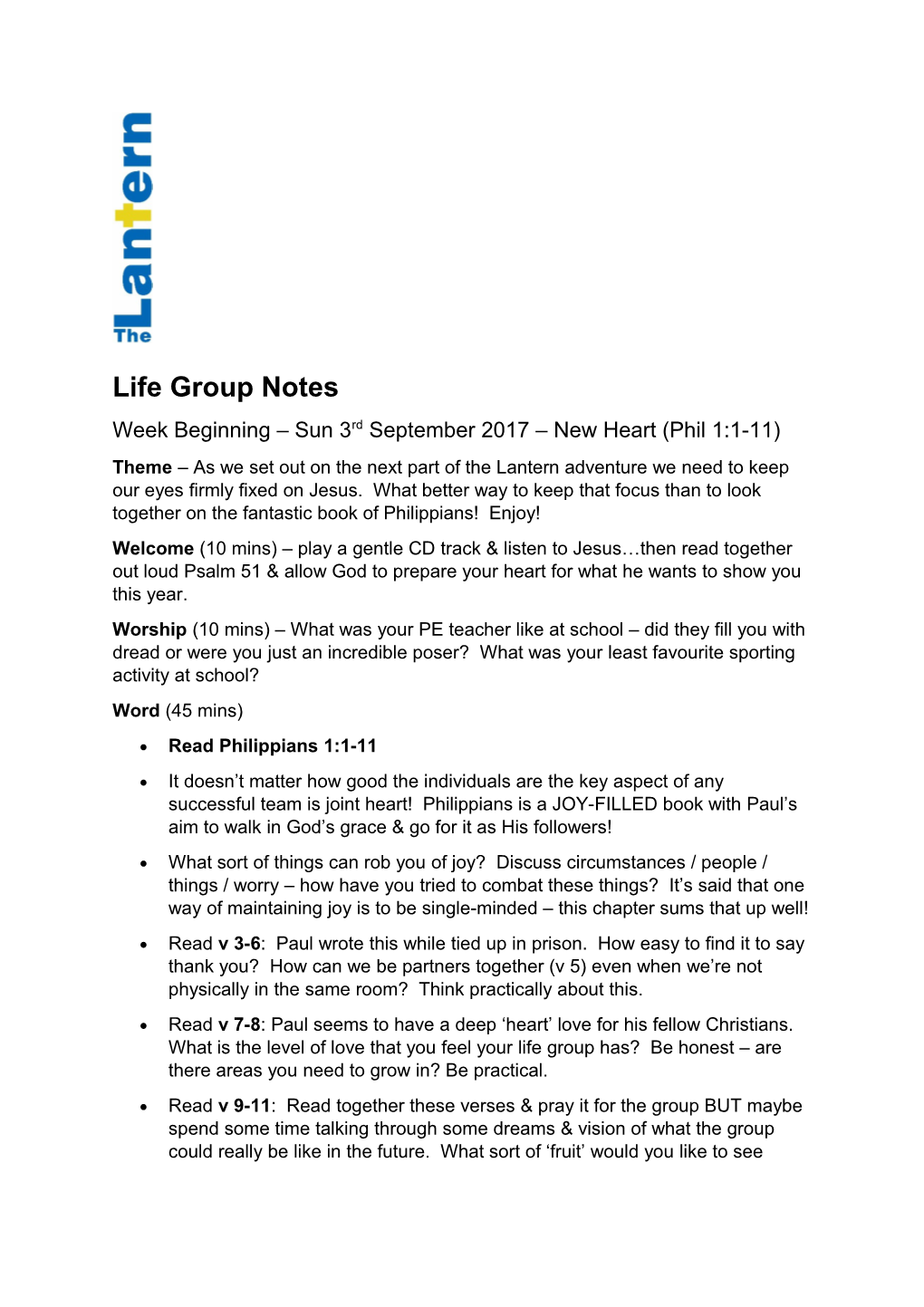 Life Group Notes