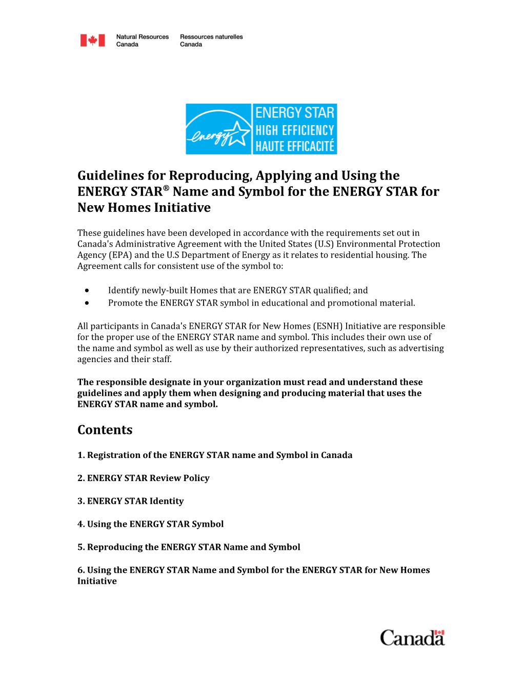 Guidelines for Reproducing Applying and Using the ENERGY STAR Symbol in Canada