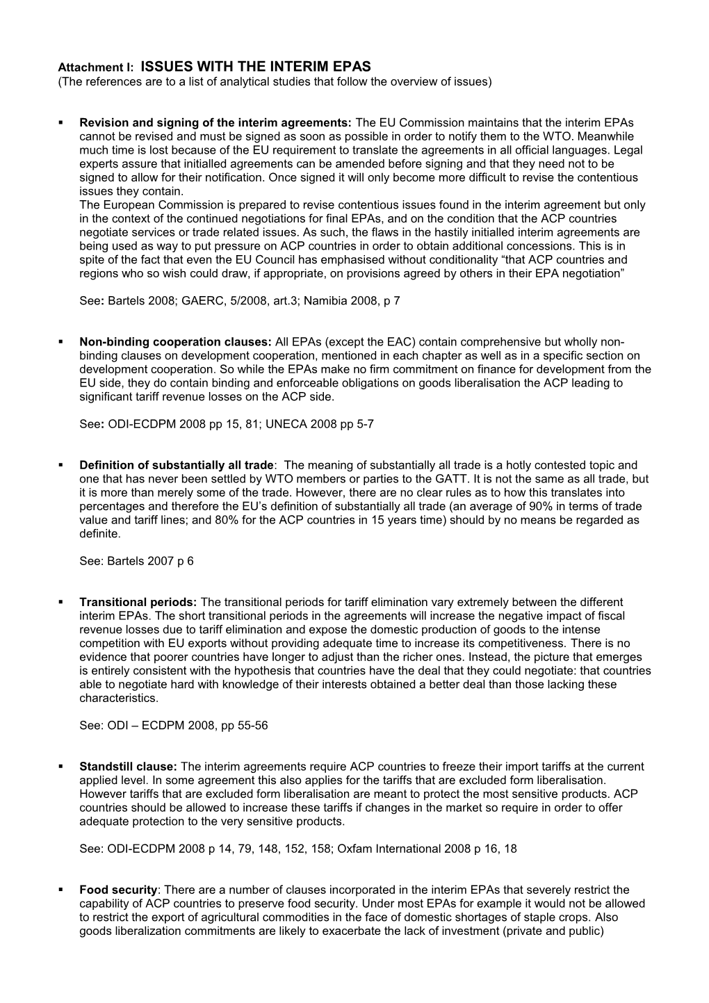 Attachment I: Issues with the Interim Epas