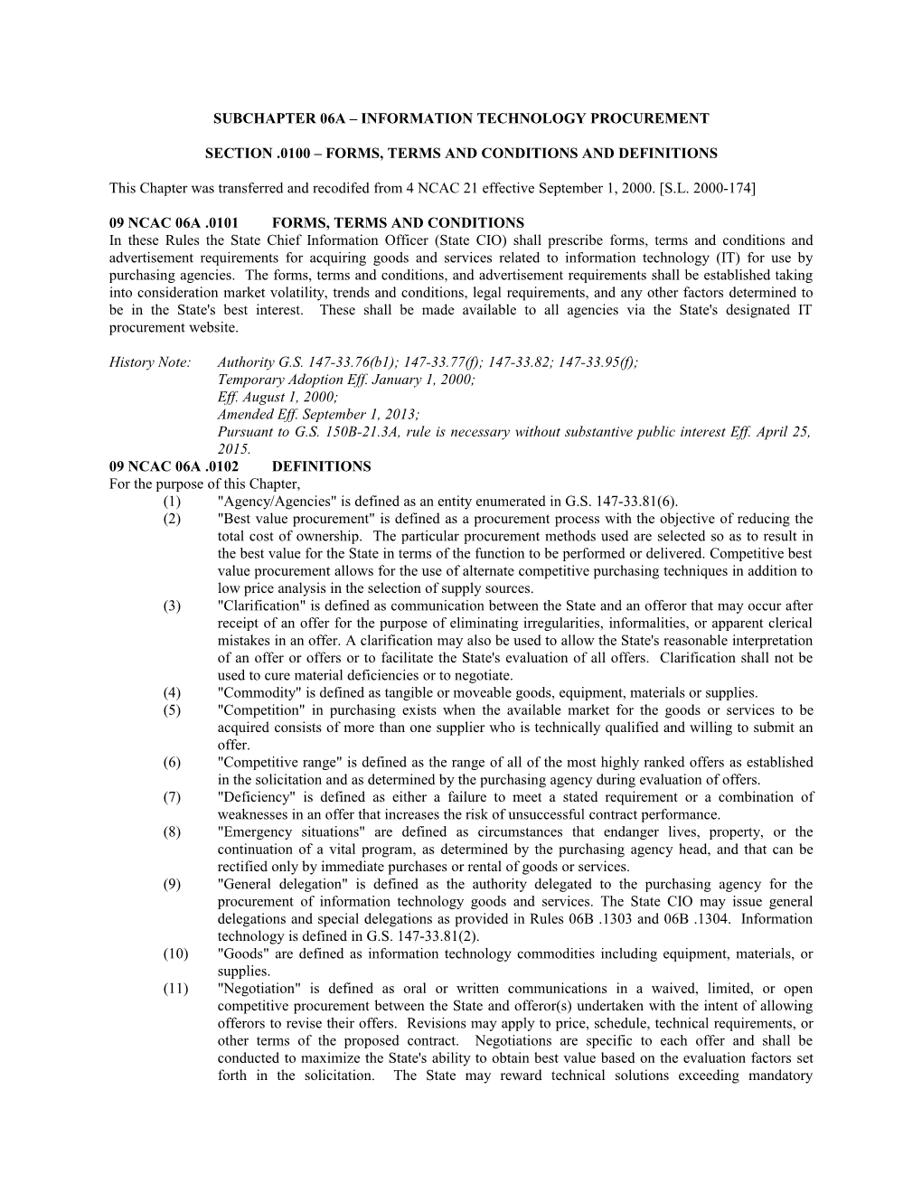 Subchapter 06A Information Technology Procurement