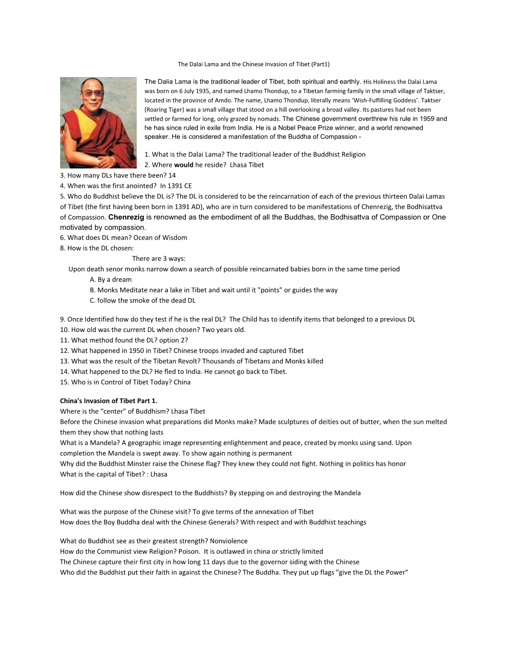The Dalai Lama and the Chinese Invasion of Tibet (Part1)