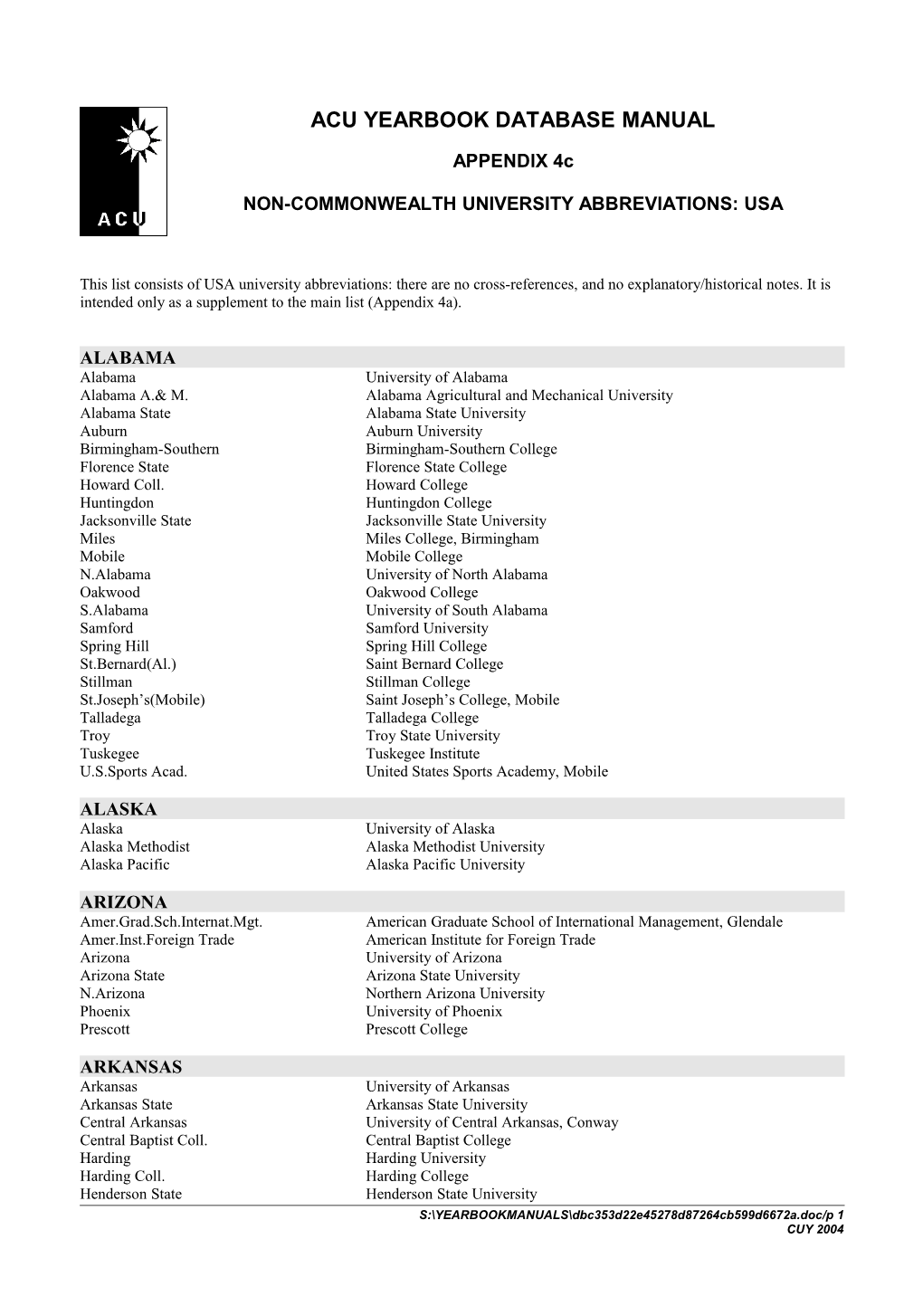 Appendix 4C/USA List/1997-98