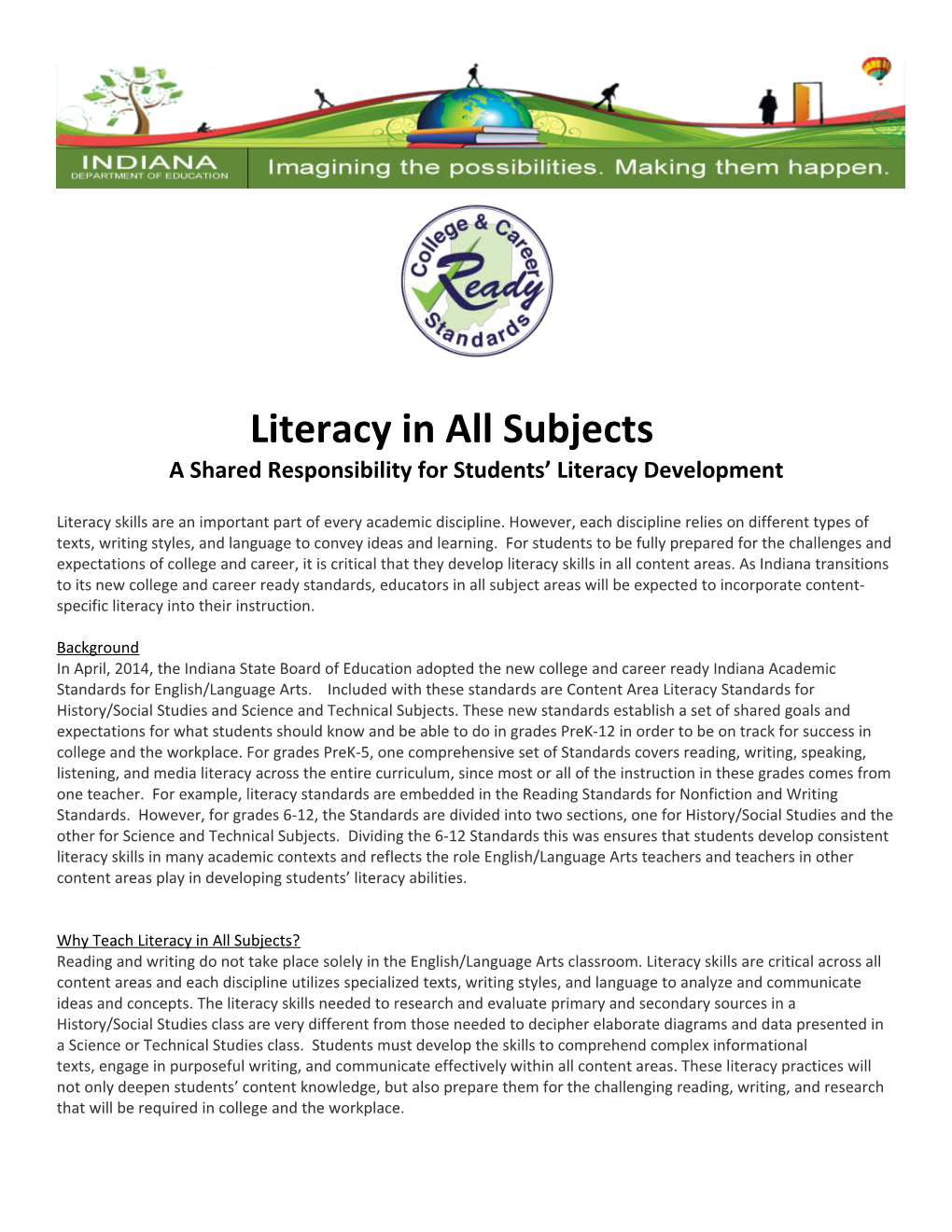 A Shared Responsibility for Students Literacy Development