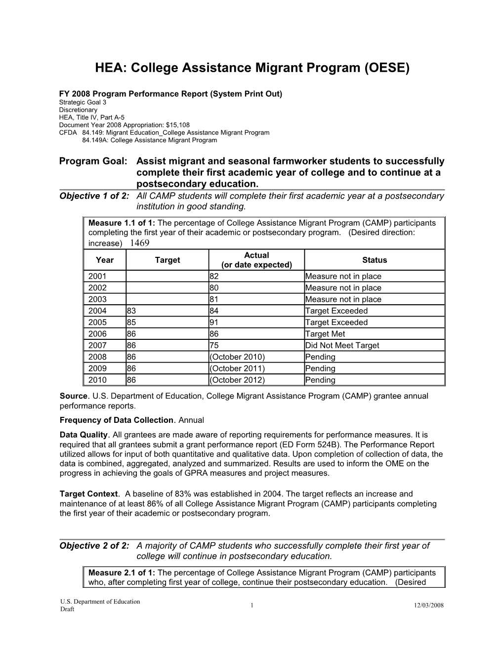 OESE HEA: College Assistance Migrant Program (MS Word)