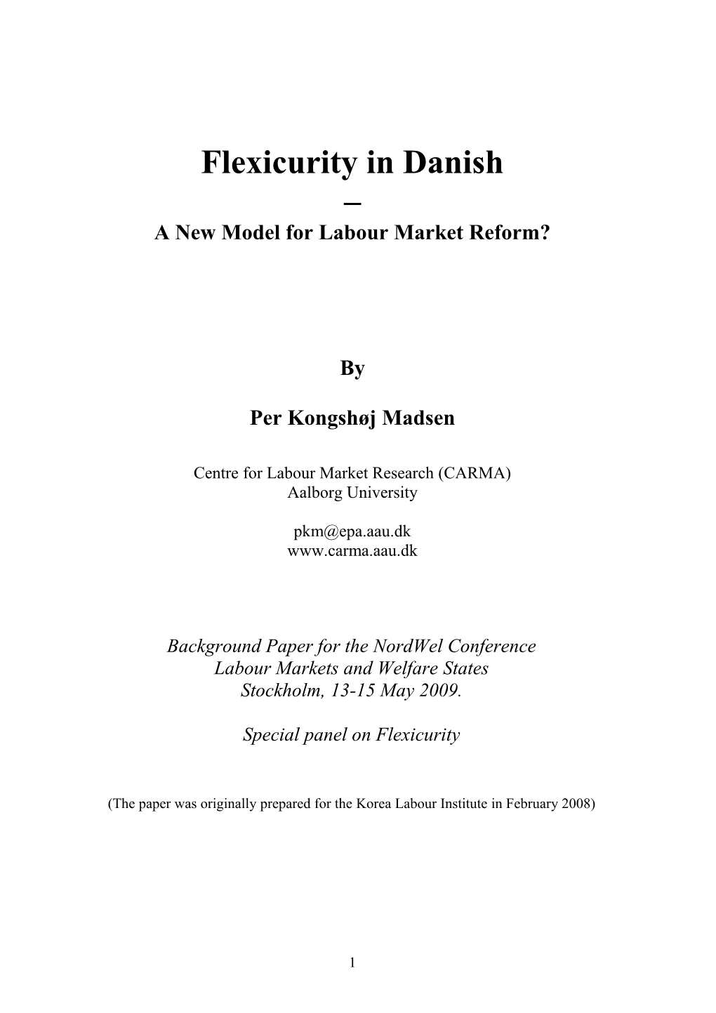 Flexicurity in Danish