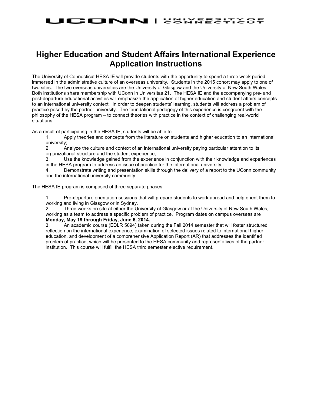 Higher Education and Student Affairs International Experience