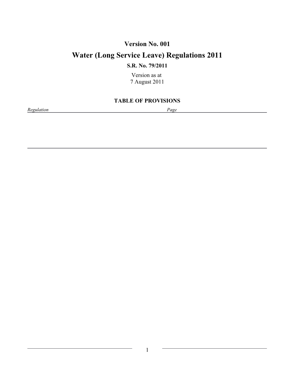 Water (Long Service Leave) Regulations 2011