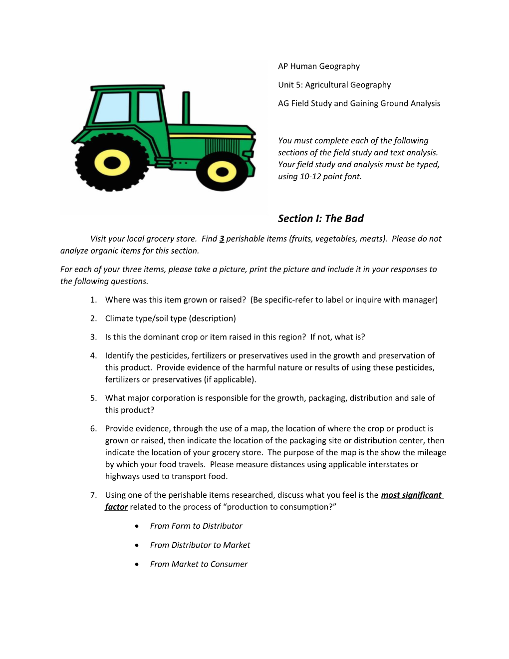 AG Field Study and Gaining Ground Analysis