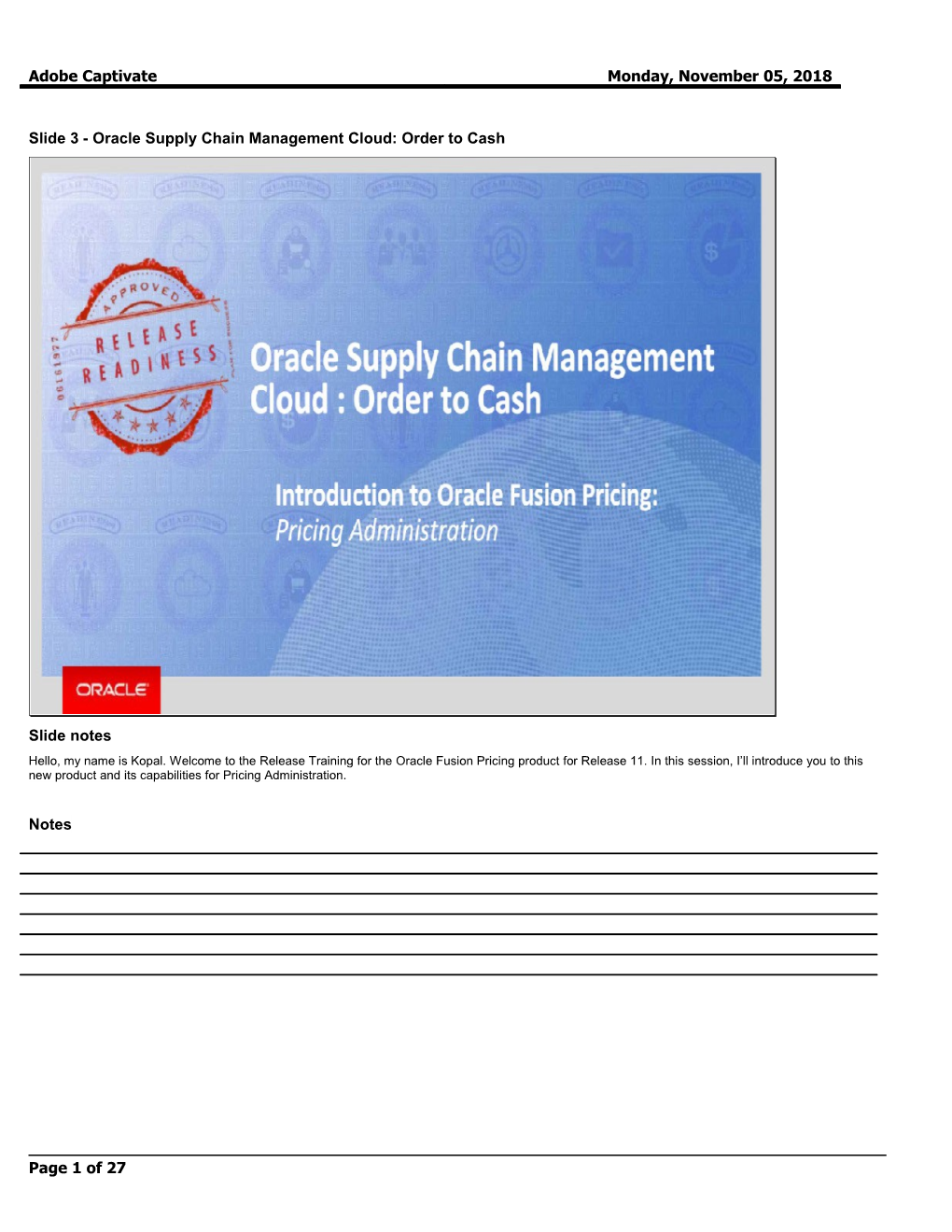 Slide 3 - Oracle Supply Chain Management Cloud: Order to Cash