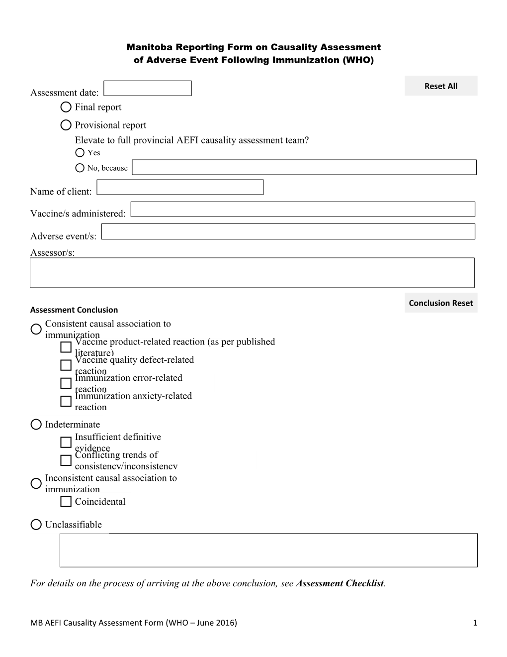 Elevate to Full Provincial AEFI Causality Assessment Team?