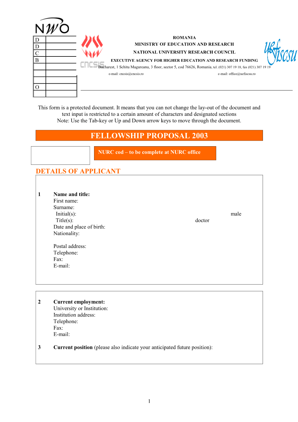 Note: Use the Tab-Key Or up and Down Arrow Keys to Move Through the Document