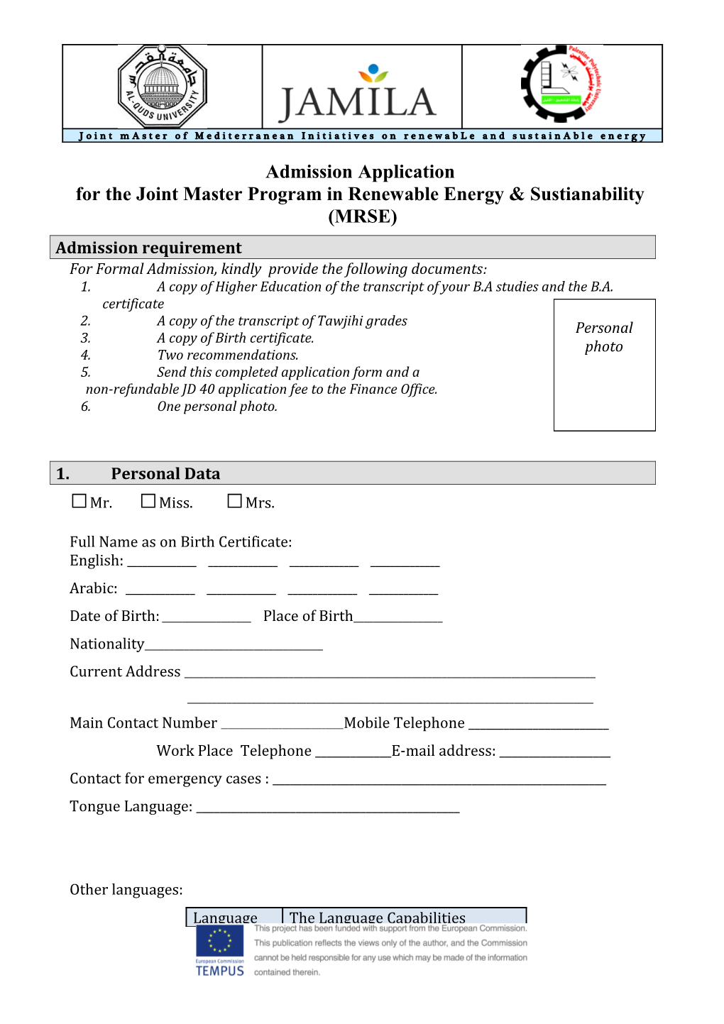 For the Joint Master Program in Renewable Energy & Sustianability