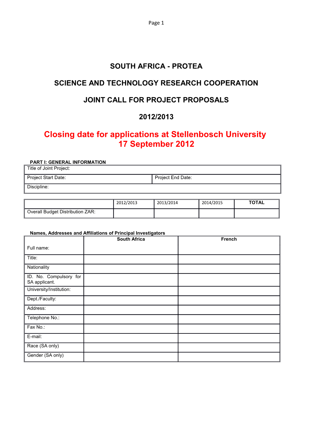 Science and Technology Research Cooperation