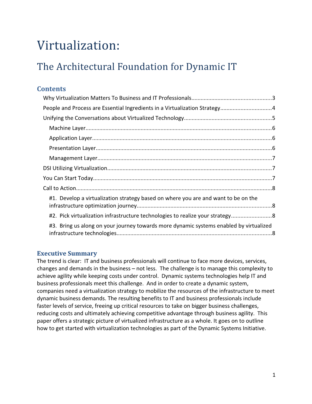 The Architectural Foundation for Dynamic IT
