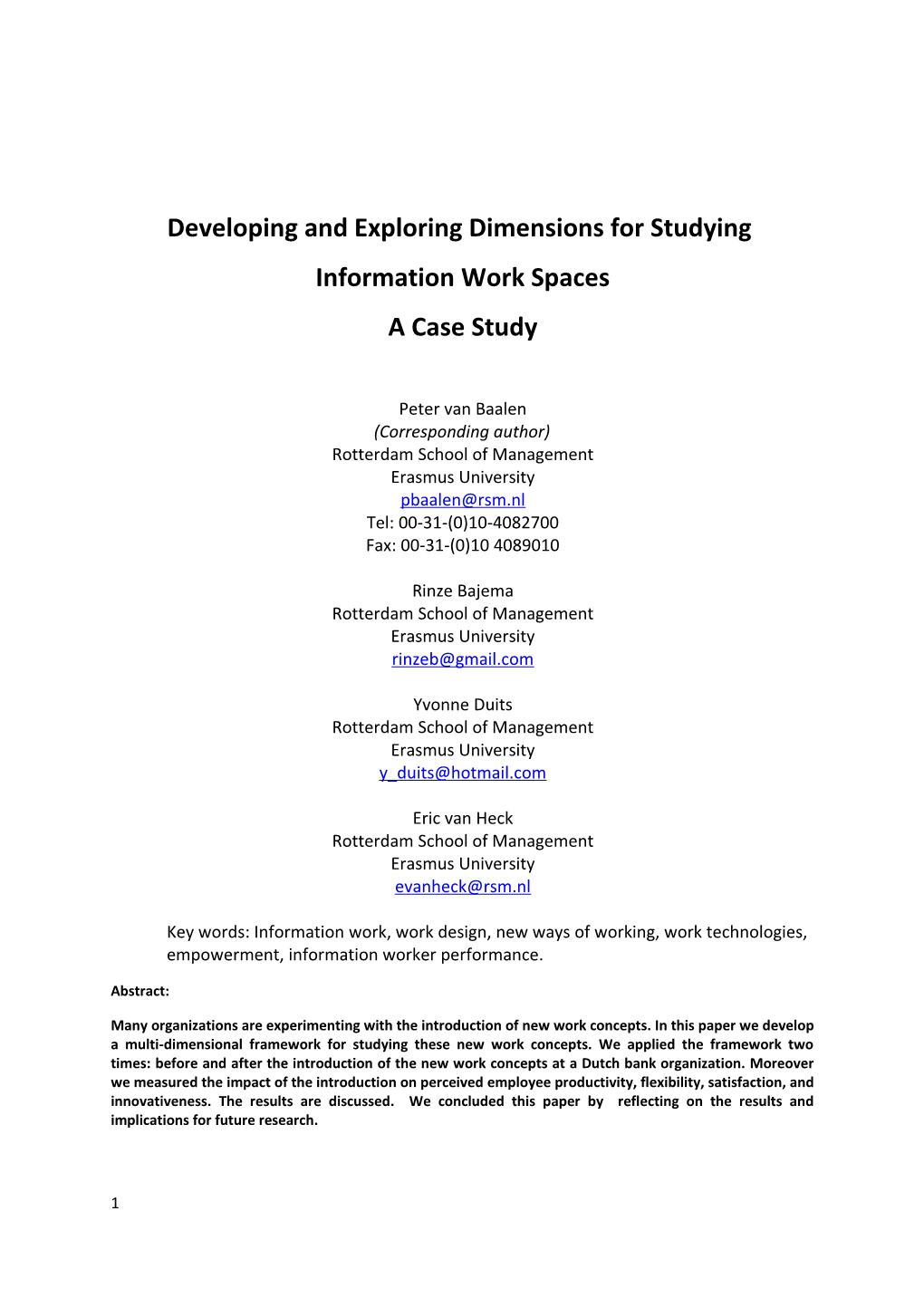Developing and Exploring Dimensions Forstudying