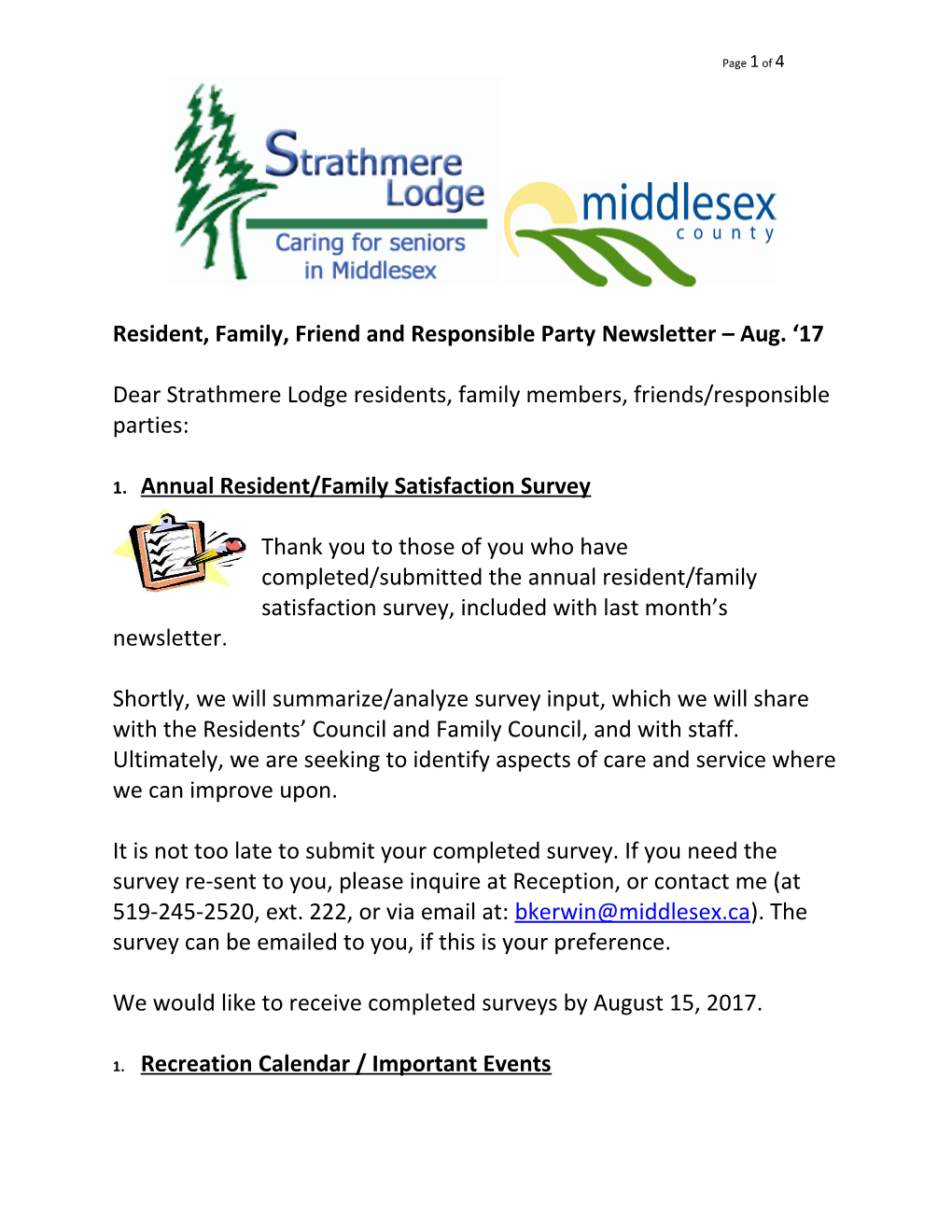 Resident, Family, Friend and Responsiblepartynewsletter Aug. 17