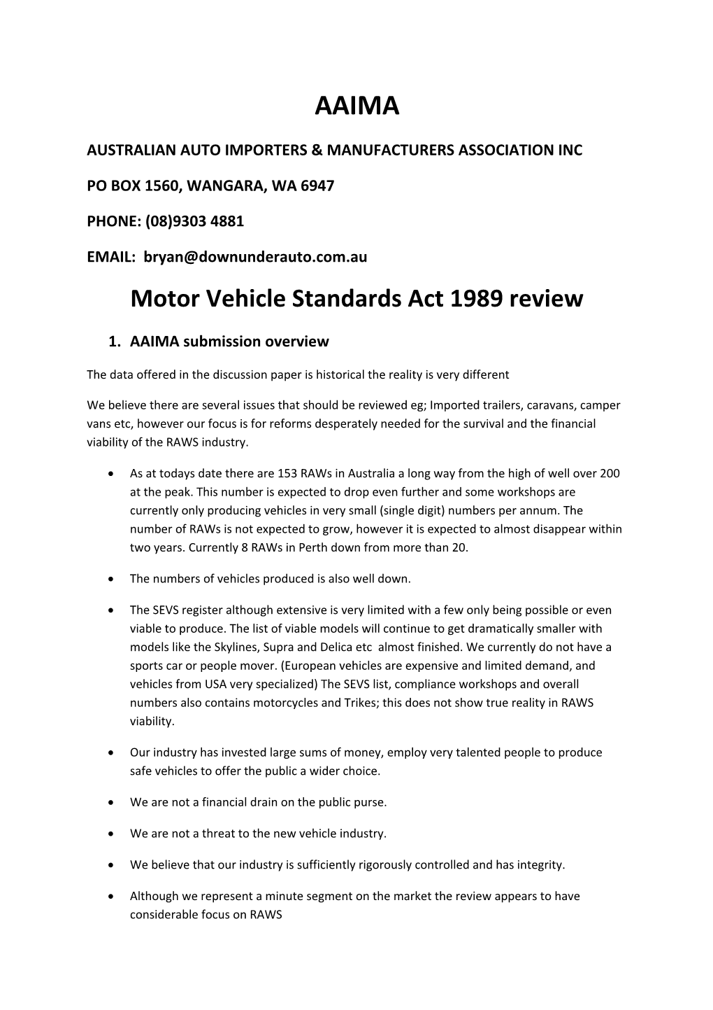 Australian Auto Importers & Manufacturers Association Inc