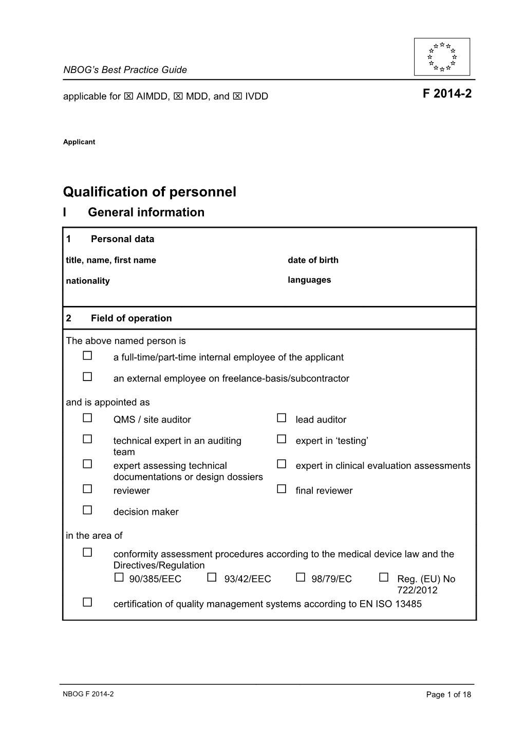 Qualification of Personnel