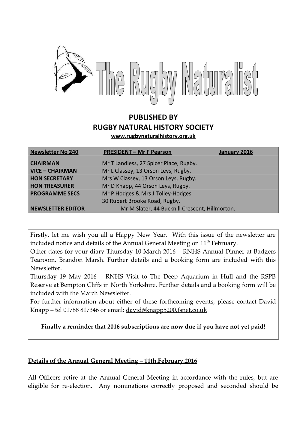 Rugby Natural History Society