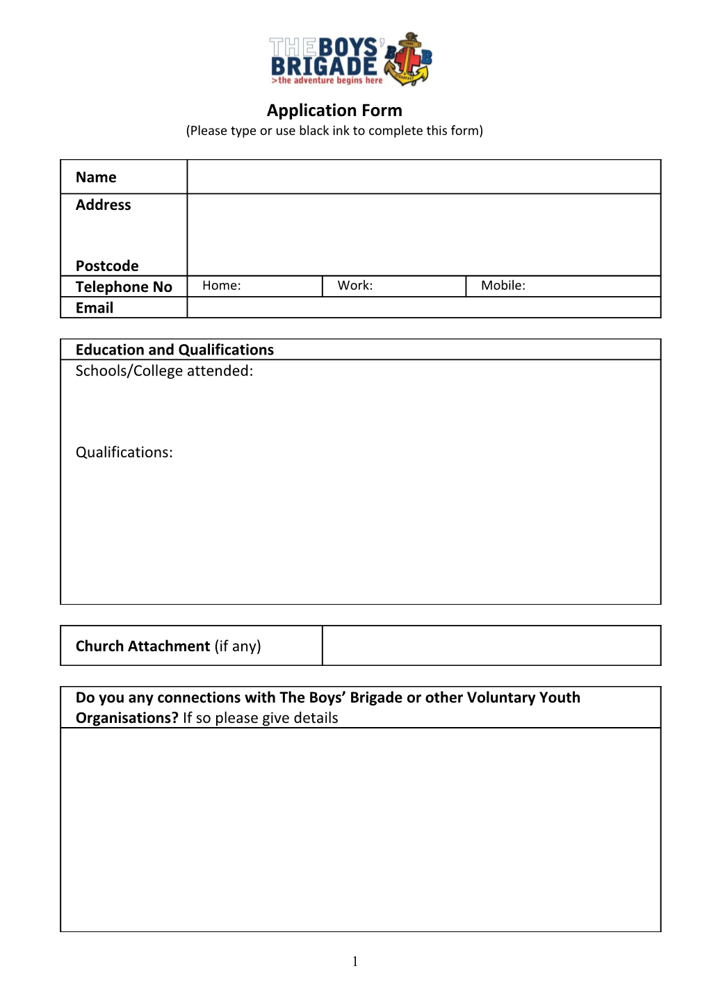 Please Type Or Use Black Ink to Complete This Form