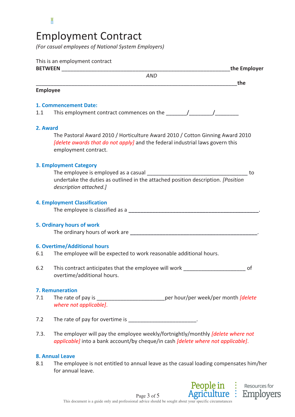 Suggested Steps for Preparing and Using a Contract Template