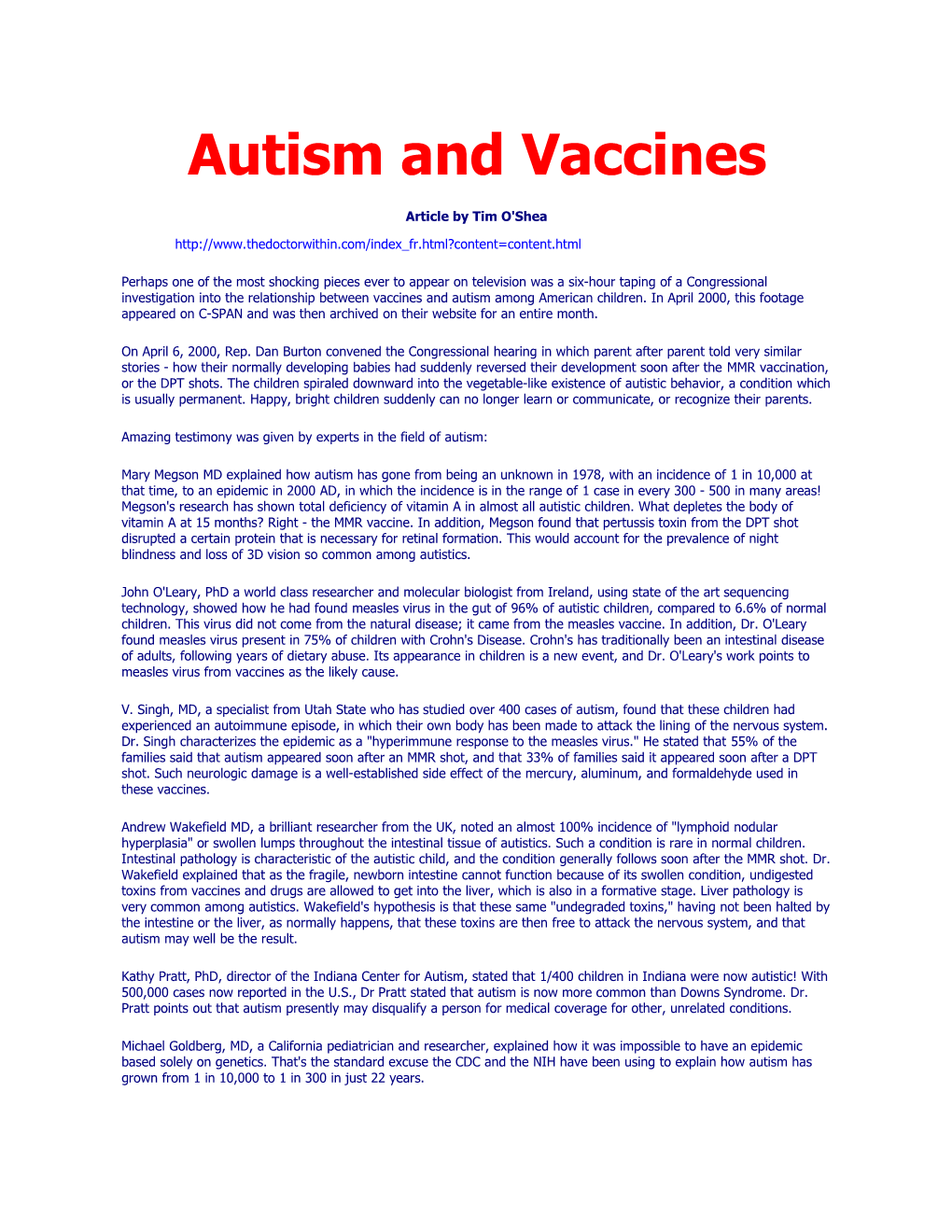 Autism and Vaccines
