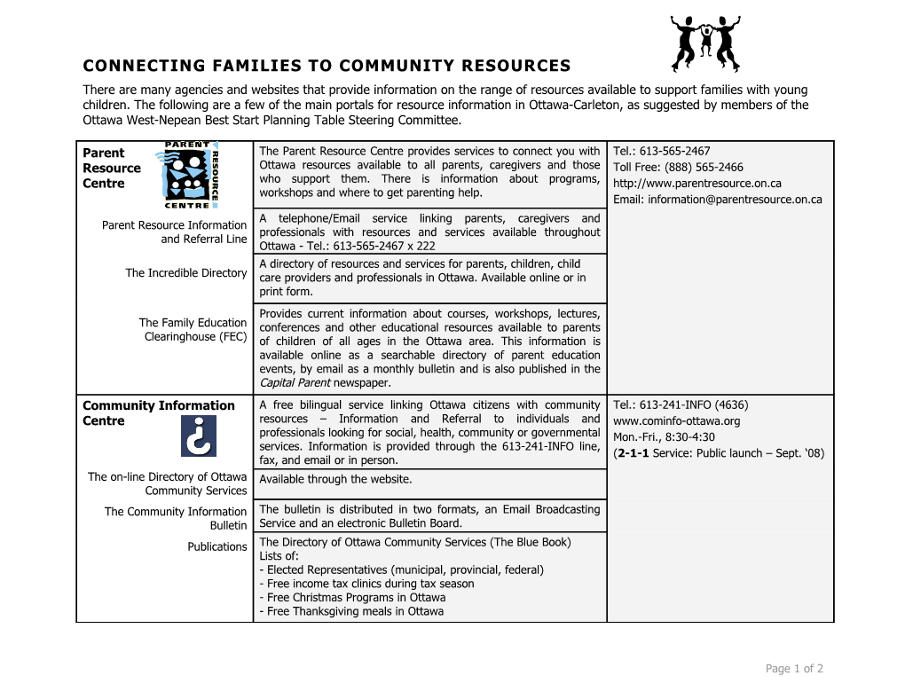 Connecting Young Families to Community Resources