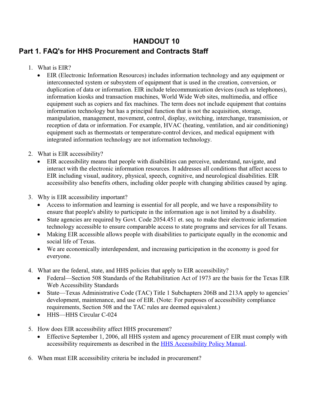 HHS Procurement and Contracts Staff FAQ