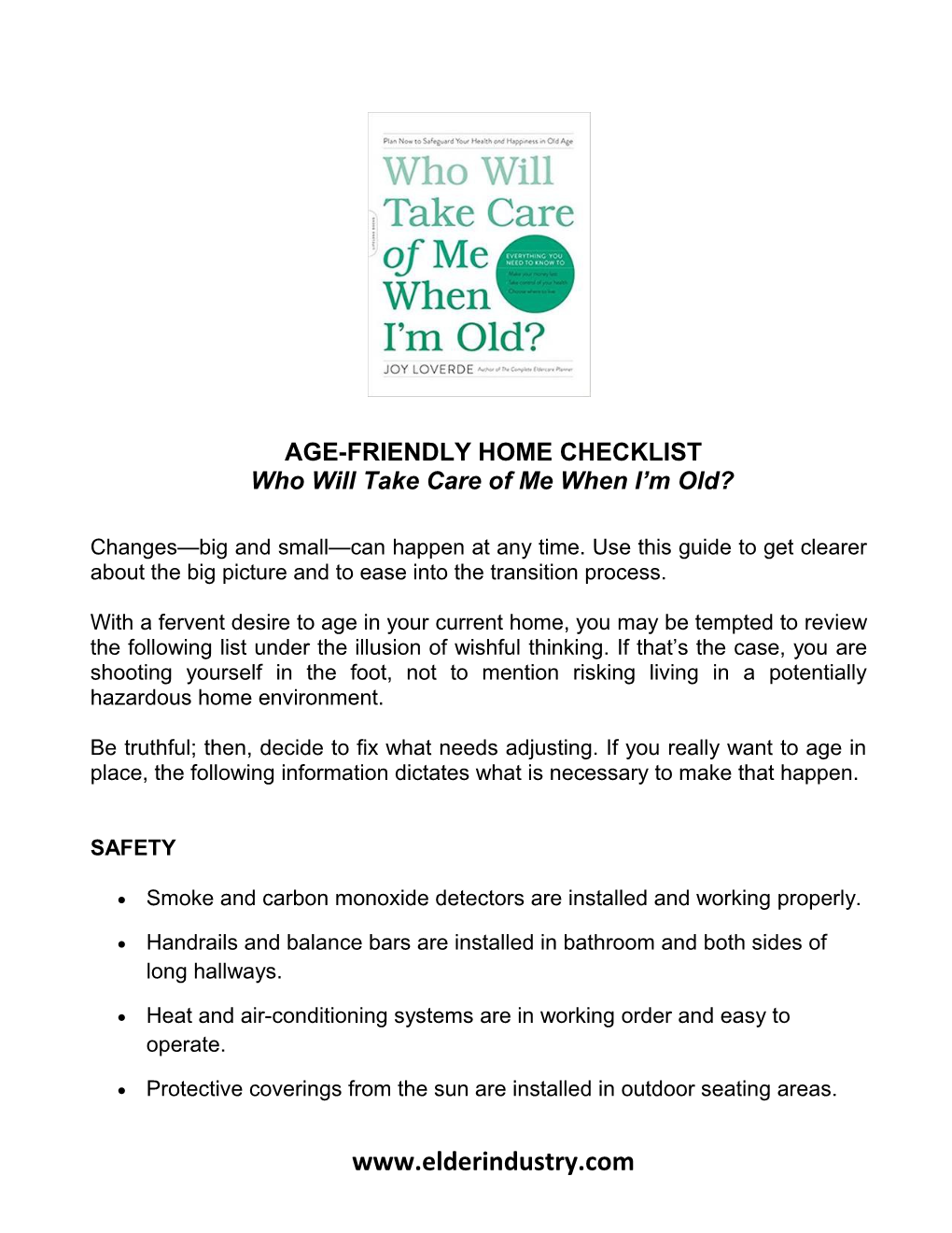 Age-Friendly Home Checklist