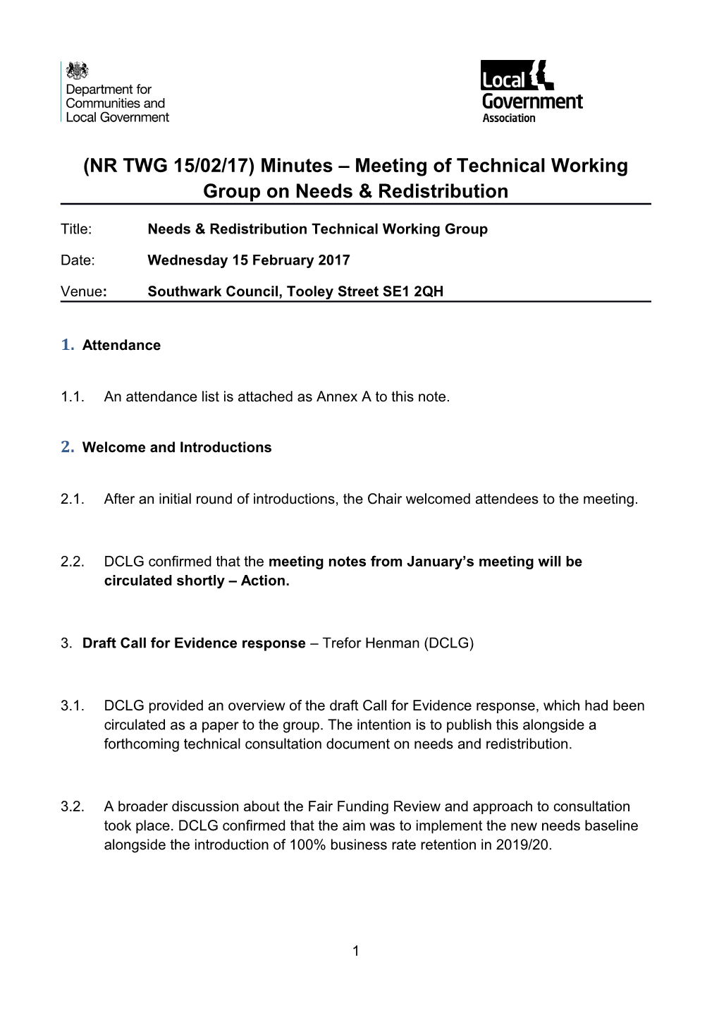 (NR TWG 15/02/17)Minutes Meeting of Technical Working Group on Needs & Redistribution