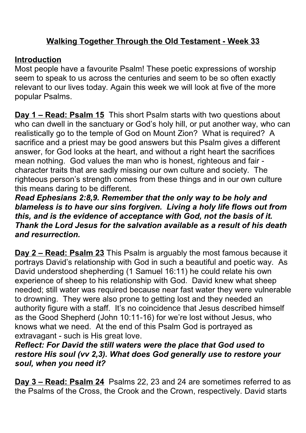 Bible Reading Plan Week 33