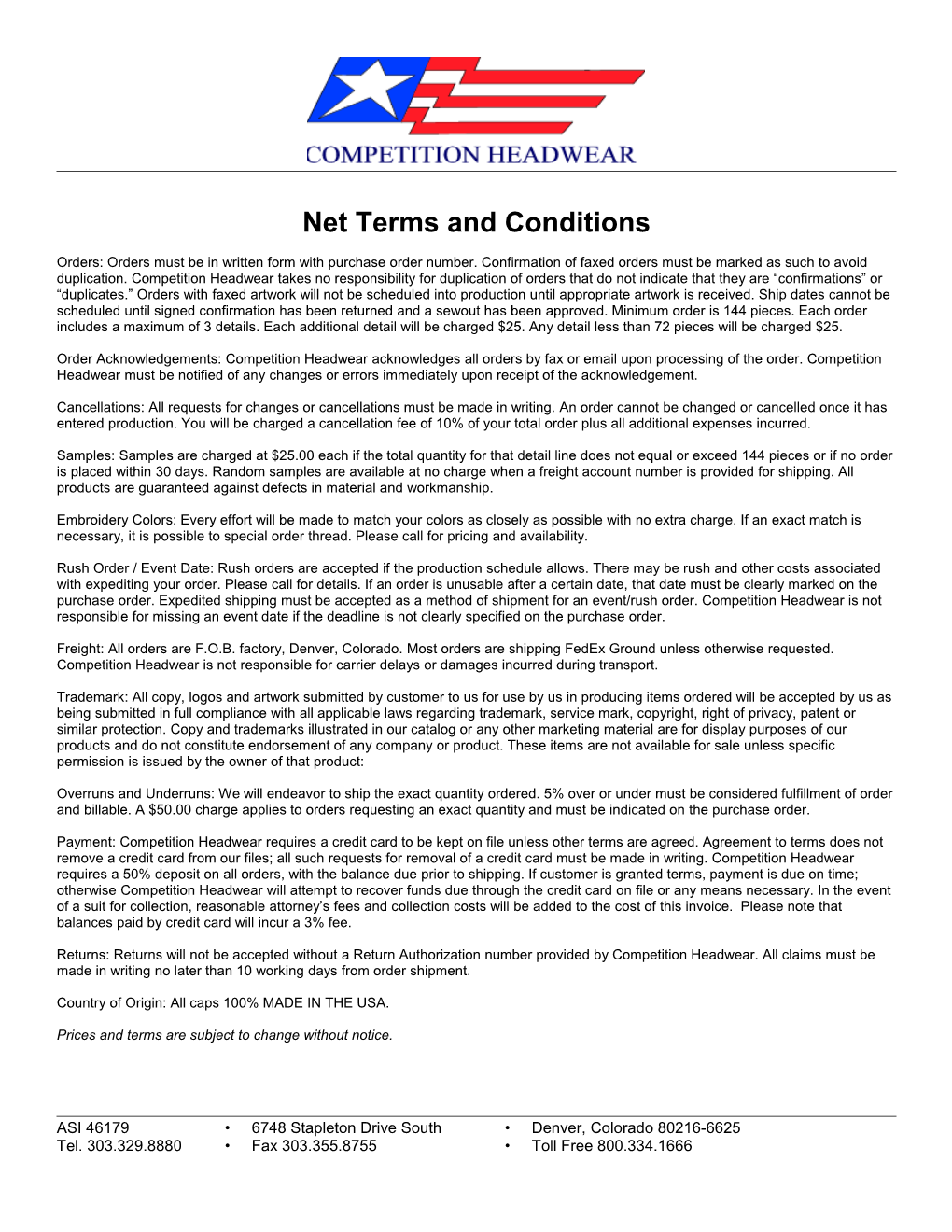 Net Terms and Conditions