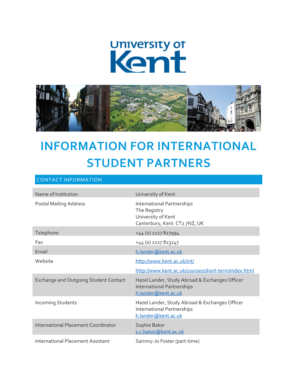 Information for International Student Partners