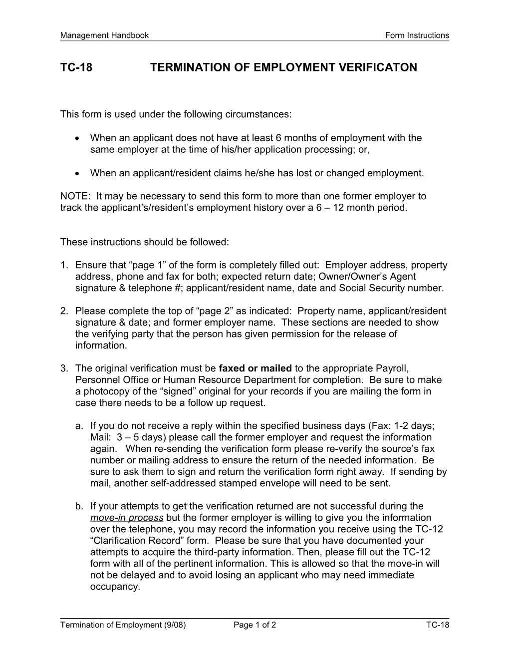 Tc-18Termination of Employment Verificaton