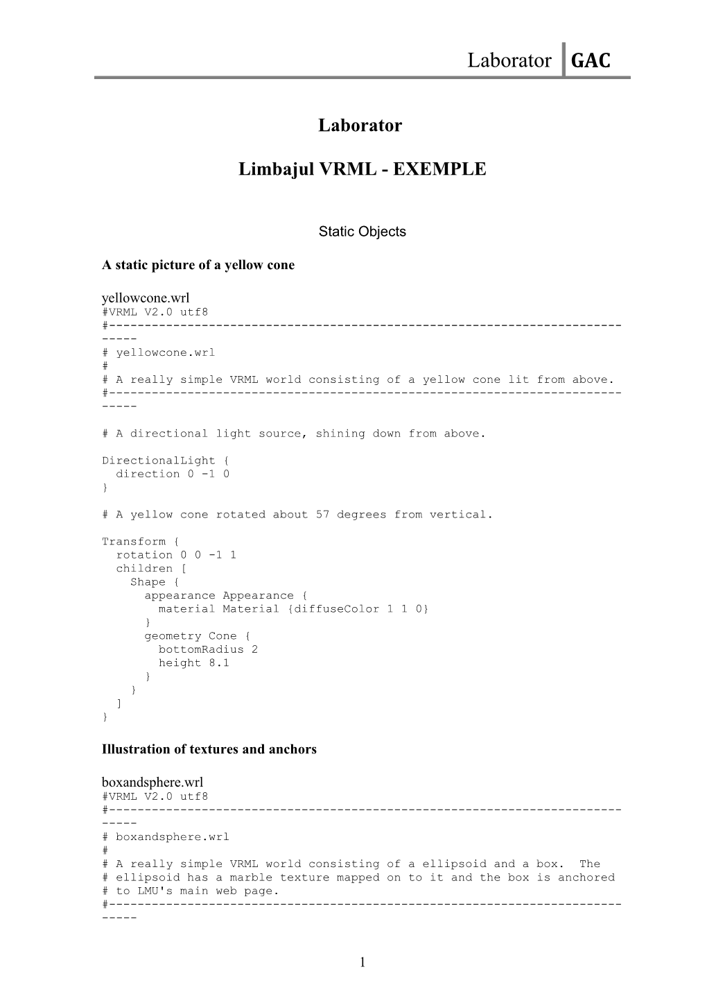 Limbajul VRML - EXEMPLE