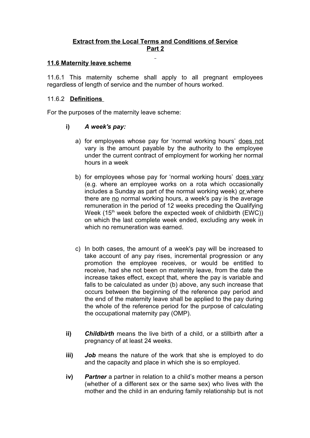 Extract from the Local Terms and Conditions of Service