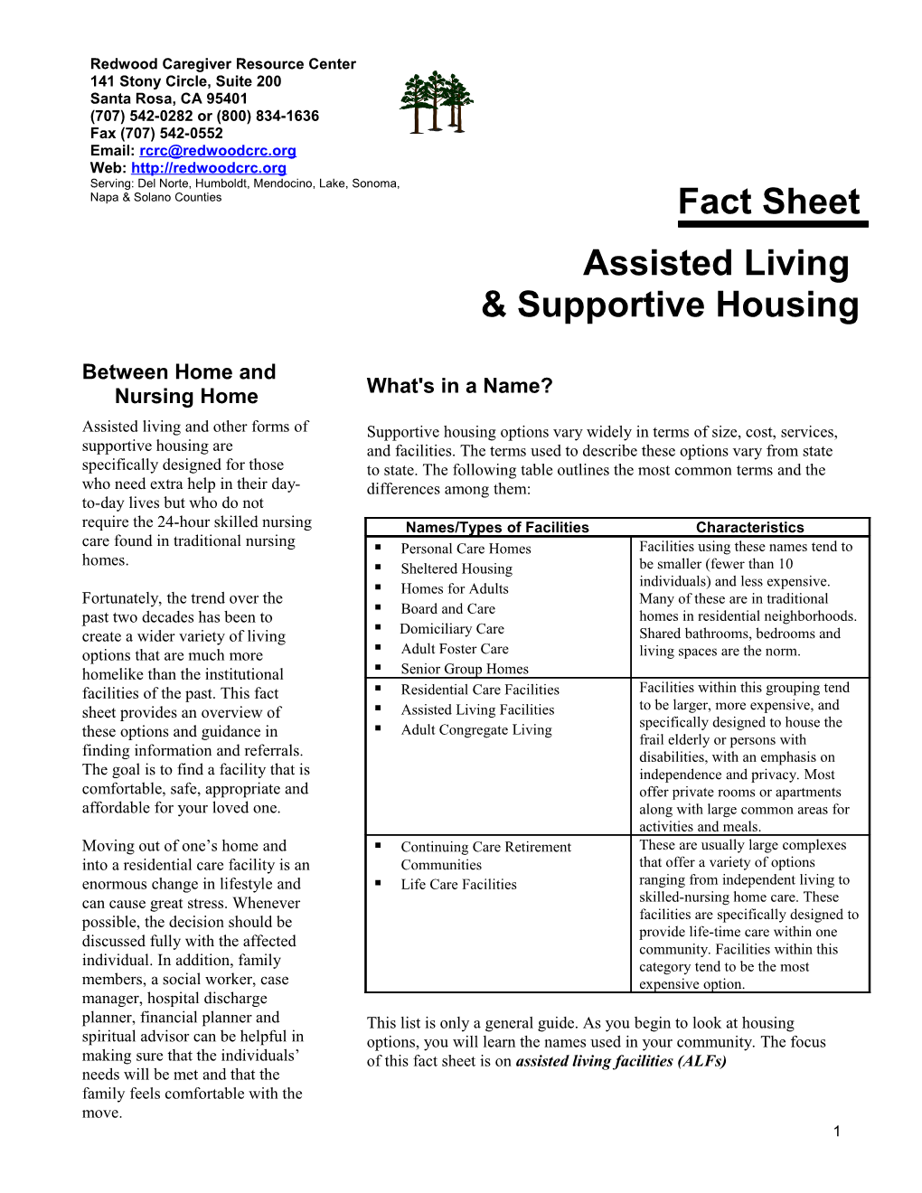 Assisted Living & Supportive Housing