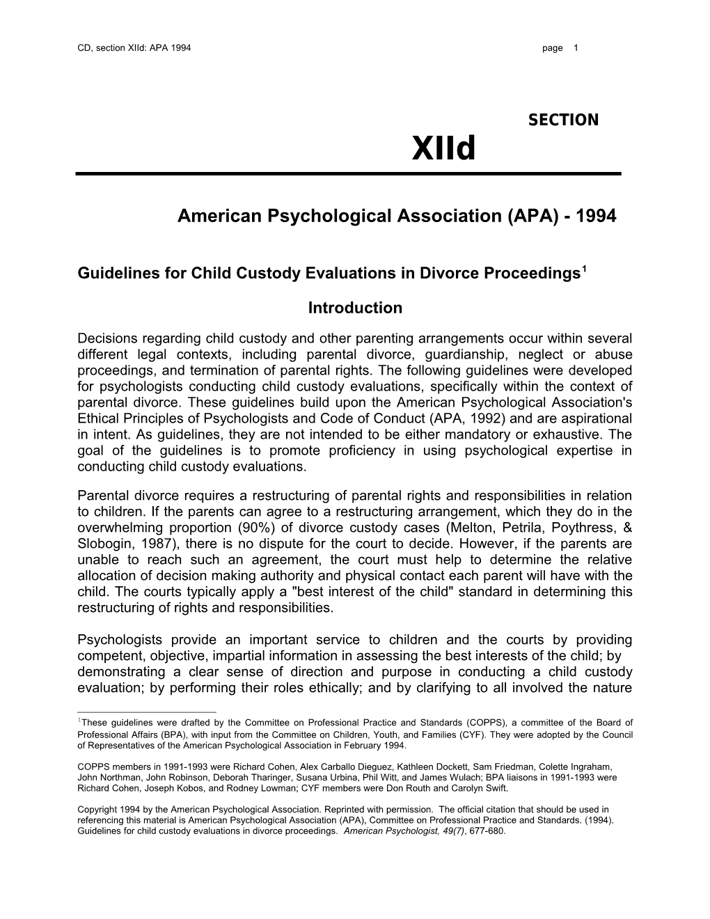 American Psychological Association (APA) - 1994