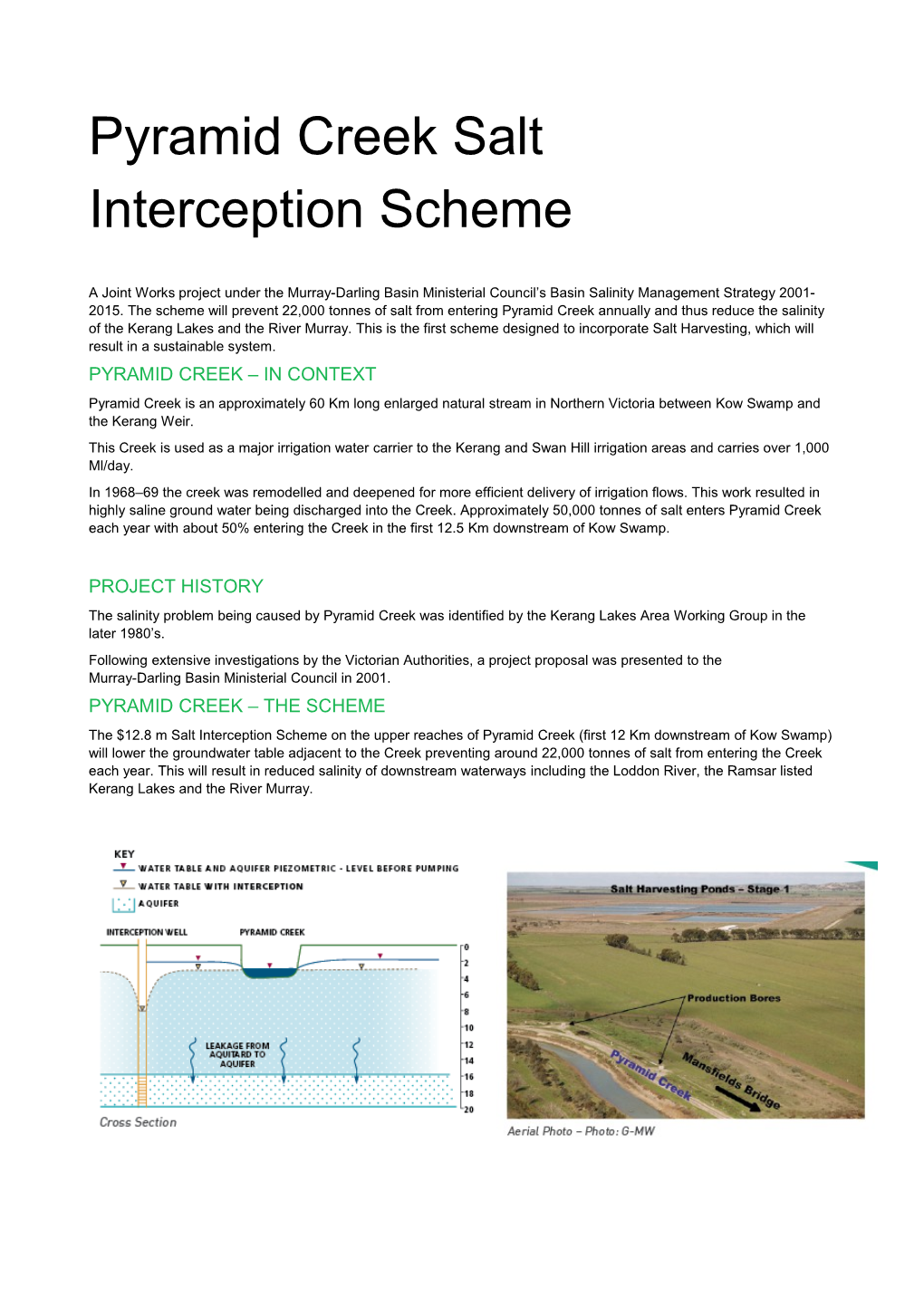 Pyramid Creek Salt Interception Scheme