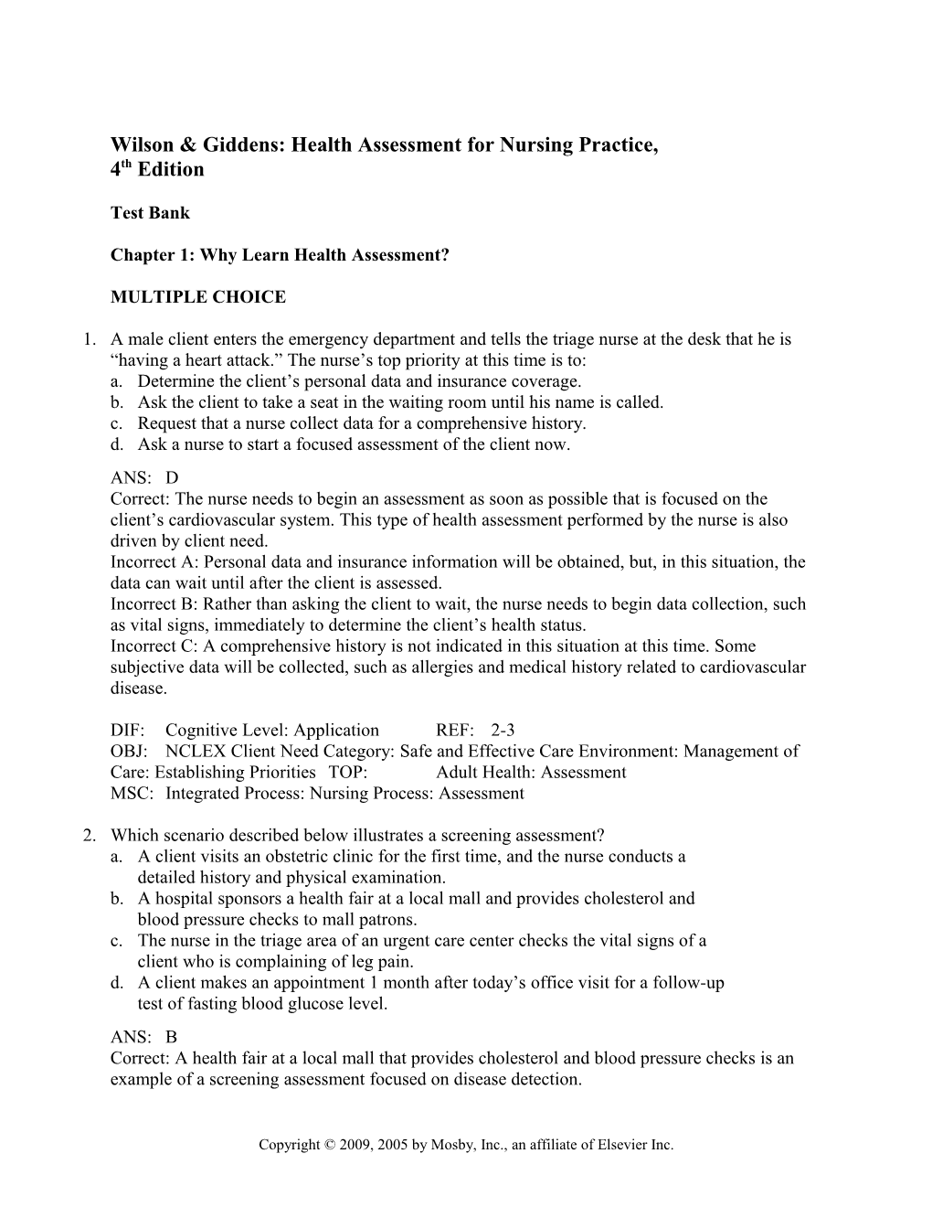 Wilson & Giddens: Health Assessment for Nursing Practice