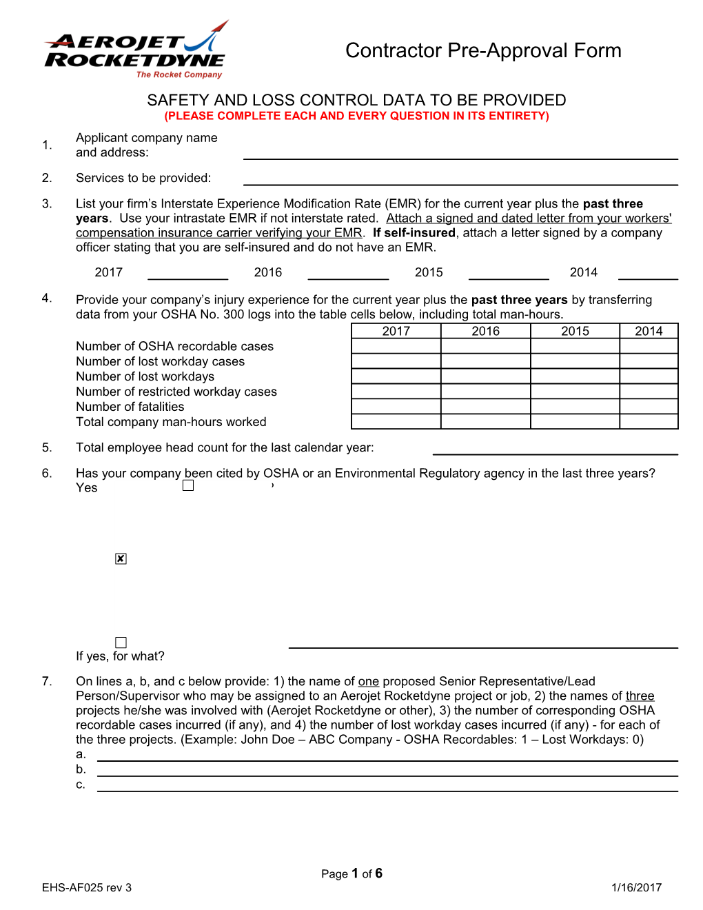 Form 0653-T-070, Contractor Pre-Qualification Form