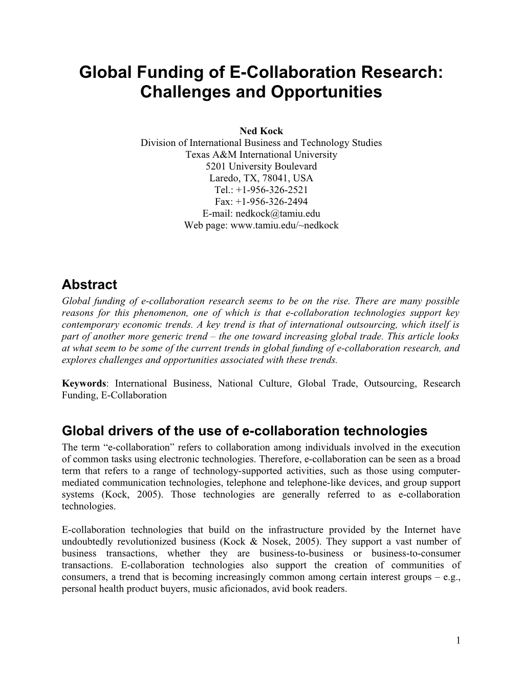 Government Funding of E-Collaboration Research in the European Union: a Comparison With